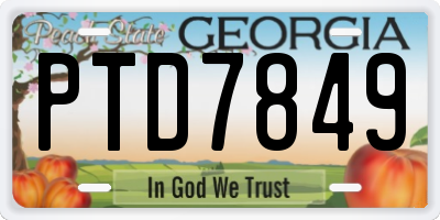 GA license plate PTD7849