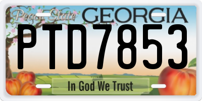 GA license plate PTD7853