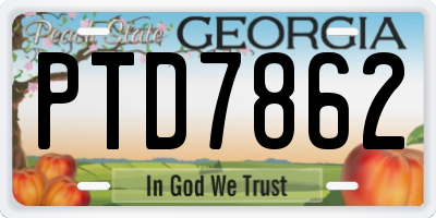 GA license plate PTD7862