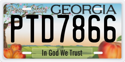 GA license plate PTD7866