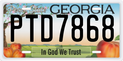 GA license plate PTD7868