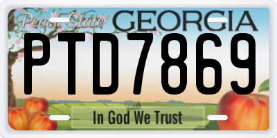 GA license plate PTD7869