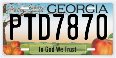 GA license plate PTD7870