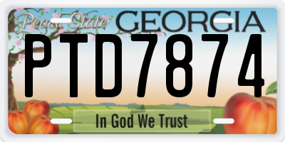 GA license plate PTD7874