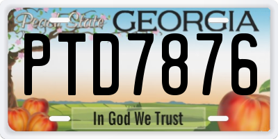 GA license plate PTD7876