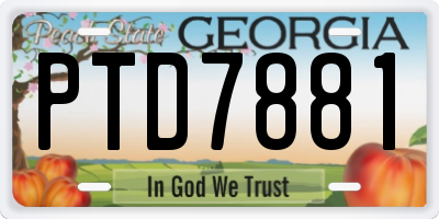 GA license plate PTD7881