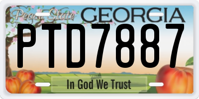GA license plate PTD7887