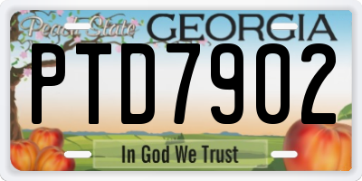 GA license plate PTD7902