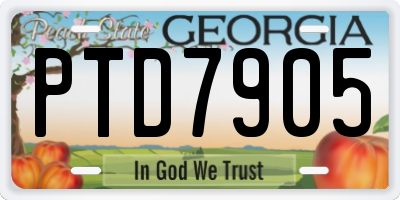 GA license plate PTD7905