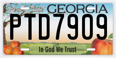 GA license plate PTD7909