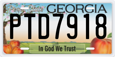 GA license plate PTD7918