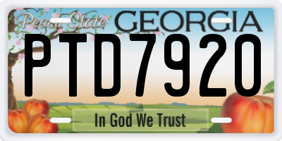 GA license plate PTD7920
