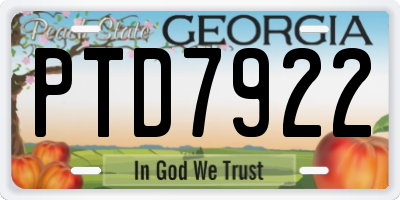 GA license plate PTD7922