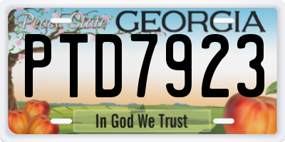 GA license plate PTD7923