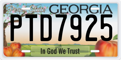 GA license plate PTD7925