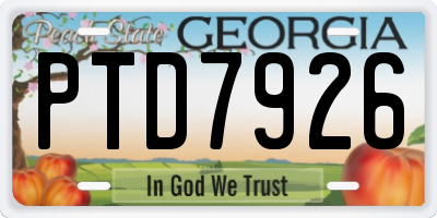 GA license plate PTD7926