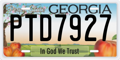 GA license plate PTD7927