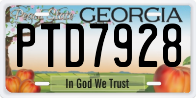 GA license plate PTD7928