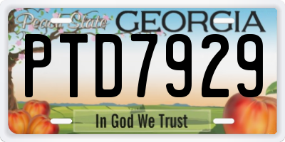 GA license plate PTD7929