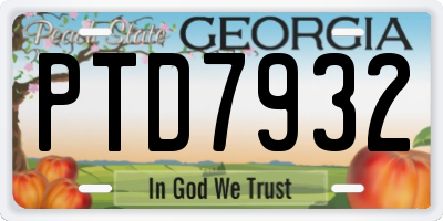 GA license plate PTD7932