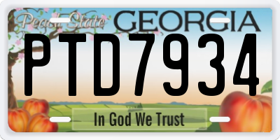 GA license plate PTD7934
