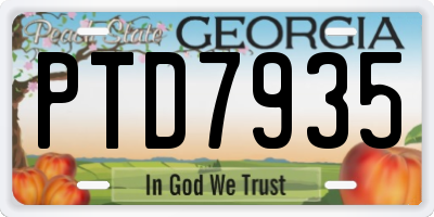 GA license plate PTD7935