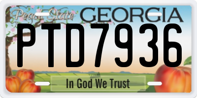 GA license plate PTD7936