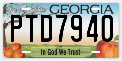 GA license plate PTD7940
