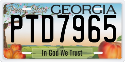 GA license plate PTD7965