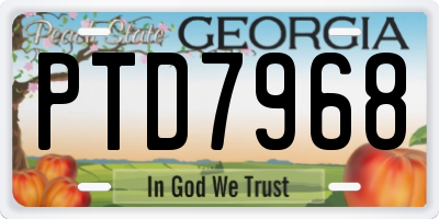 GA license plate PTD7968
