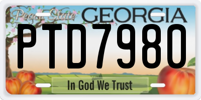 GA license plate PTD7980