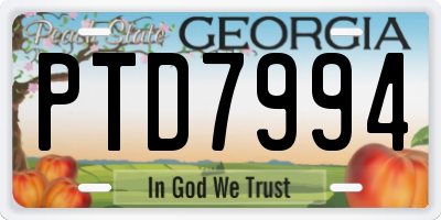 GA license plate PTD7994