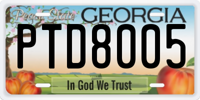 GA license plate PTD8005