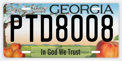 GA license plate PTD8008