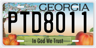 GA license plate PTD8011