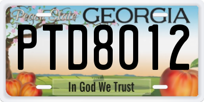 GA license plate PTD8012