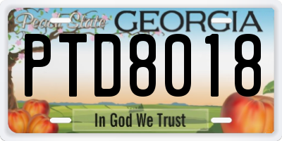 GA license plate PTD8018