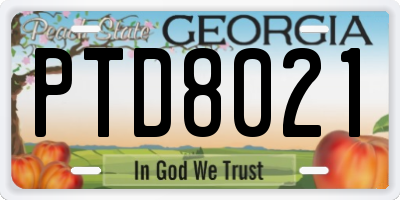 GA license plate PTD8021