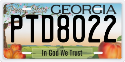 GA license plate PTD8022