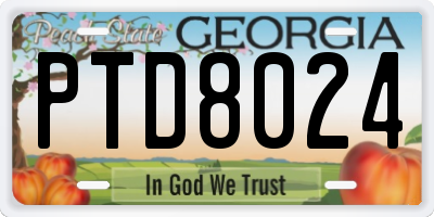 GA license plate PTD8024