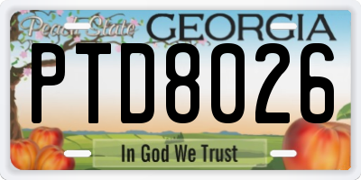 GA license plate PTD8026