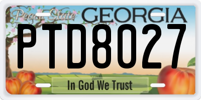 GA license plate PTD8027