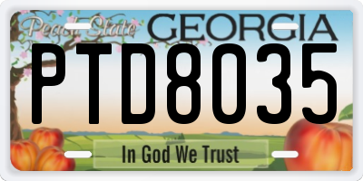 GA license plate PTD8035