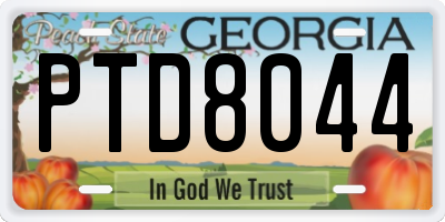 GA license plate PTD8044