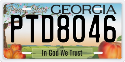 GA license plate PTD8046