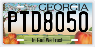 GA license plate PTD8050