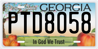 GA license plate PTD8058