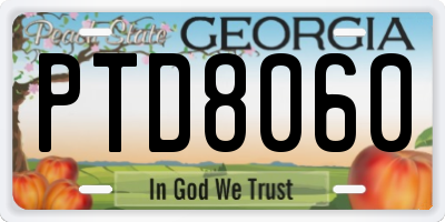 GA license plate PTD8060