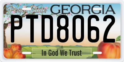 GA license plate PTD8062