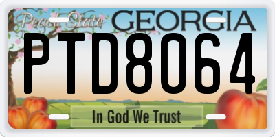 GA license plate PTD8064